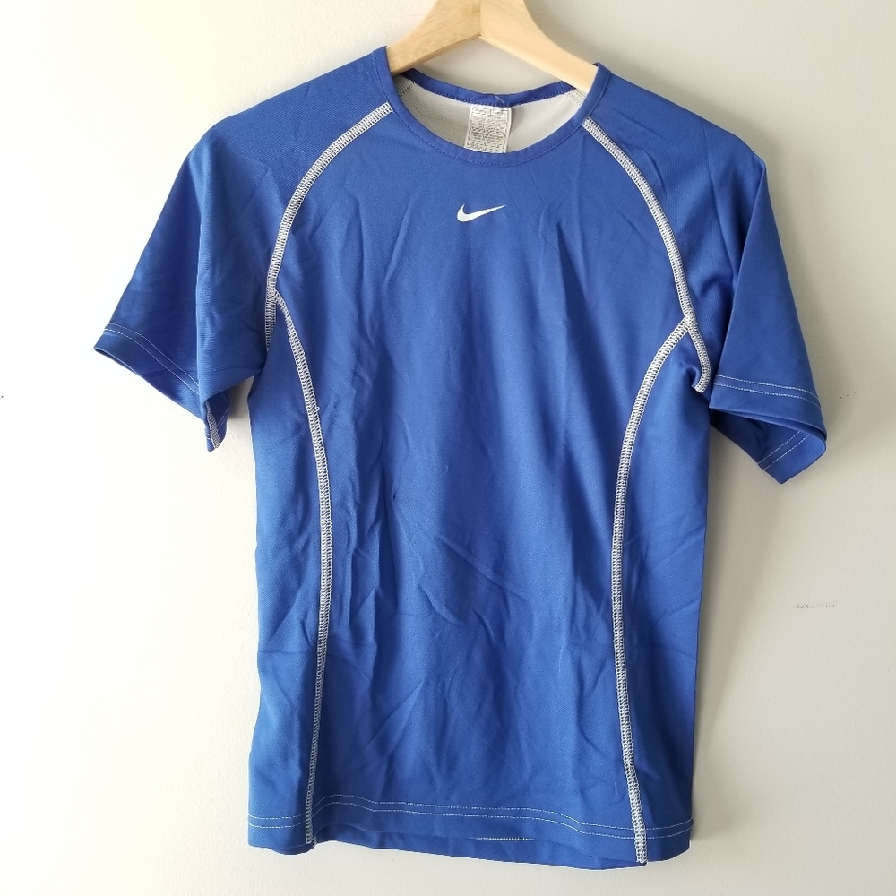 Nike Dri Fit Reversible Short Sleeve Tee Blue Large Boy